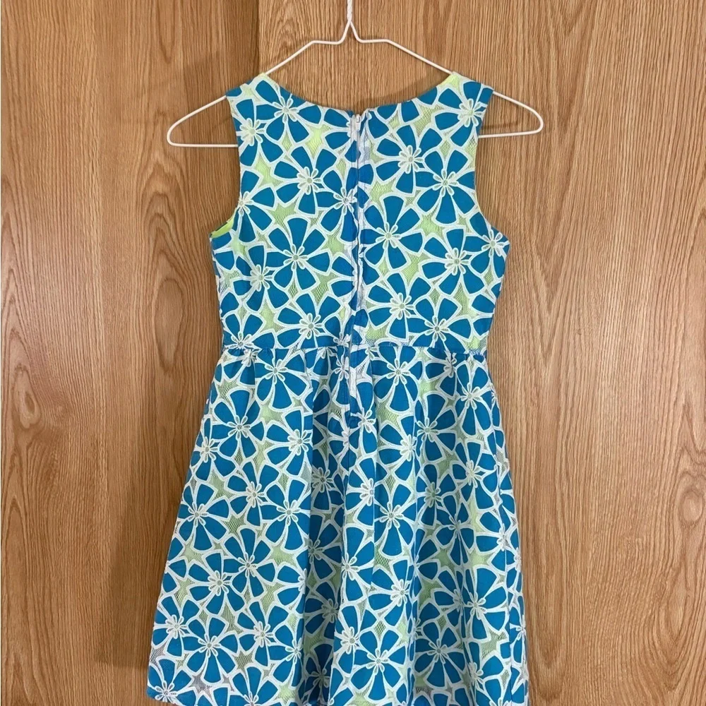 Justice Blue and Green Floral Kids Sleeveless Dress